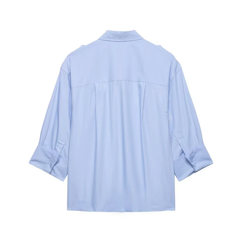 Damen Oversize-Hemdbluse im Utility‑Stil mit Epauletten und Pattentaschen Drune