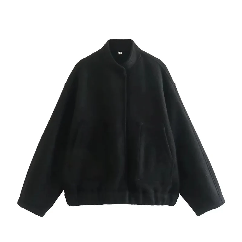 Damen Oversize-Fleecejacke mit Stehkragen, aufgesetzten Fronttaschen und elastischem Saum Drune