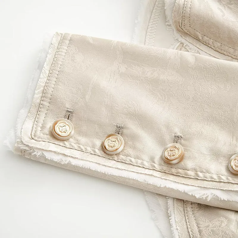 Damen Ornamentale Militärjacke aus Jacquard mit asymmetrischer Zierknopfleiste Drune