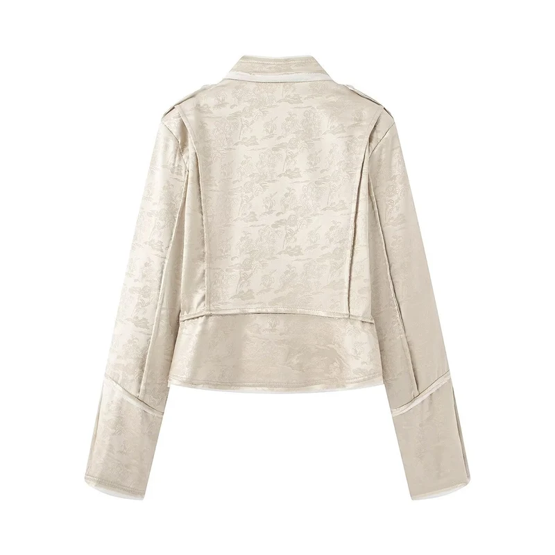 Damen Ornamentale Militärjacke aus Jacquard mit asymmetrischer Zierknopfleiste Drune