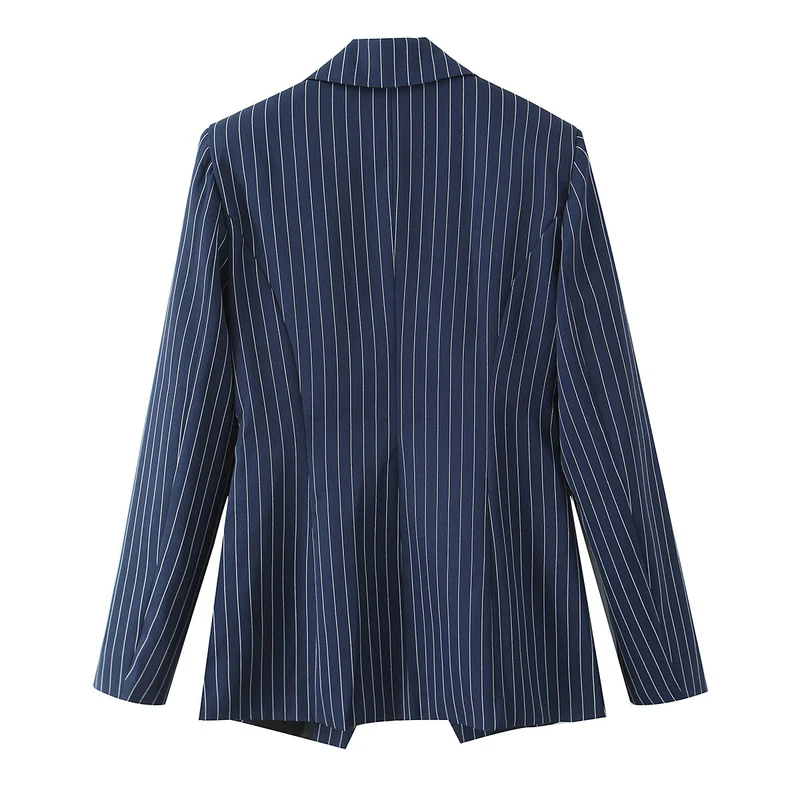 Damen Nadelstreifen-Tailored-Blazer mit markantem Revers, Pattentaschen und taillierter Silhouette Drune