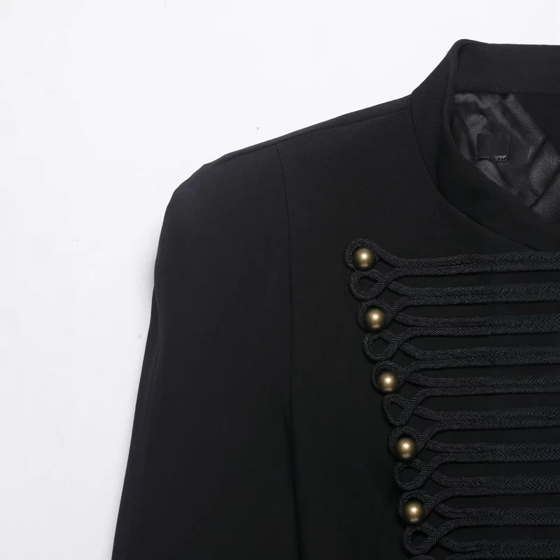 Damen Militärisch inspirierte Kurzjacke mit Stehkragen und Zierkordeln Drune