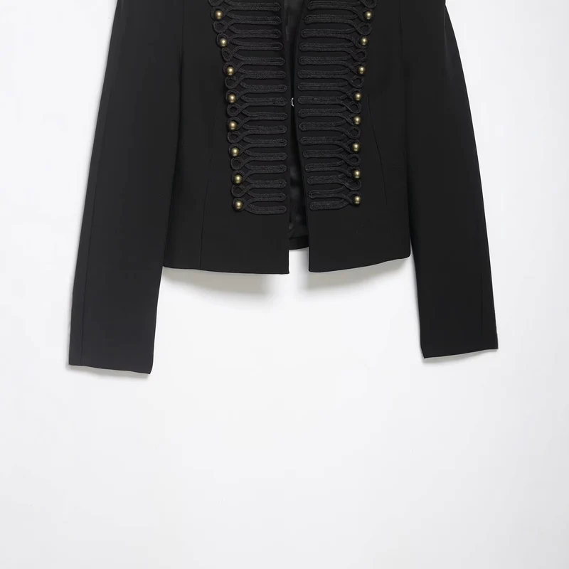 Damen Militärisch inspirierte Kurzjacke mit Stehkragen und Zierkordeln Drune