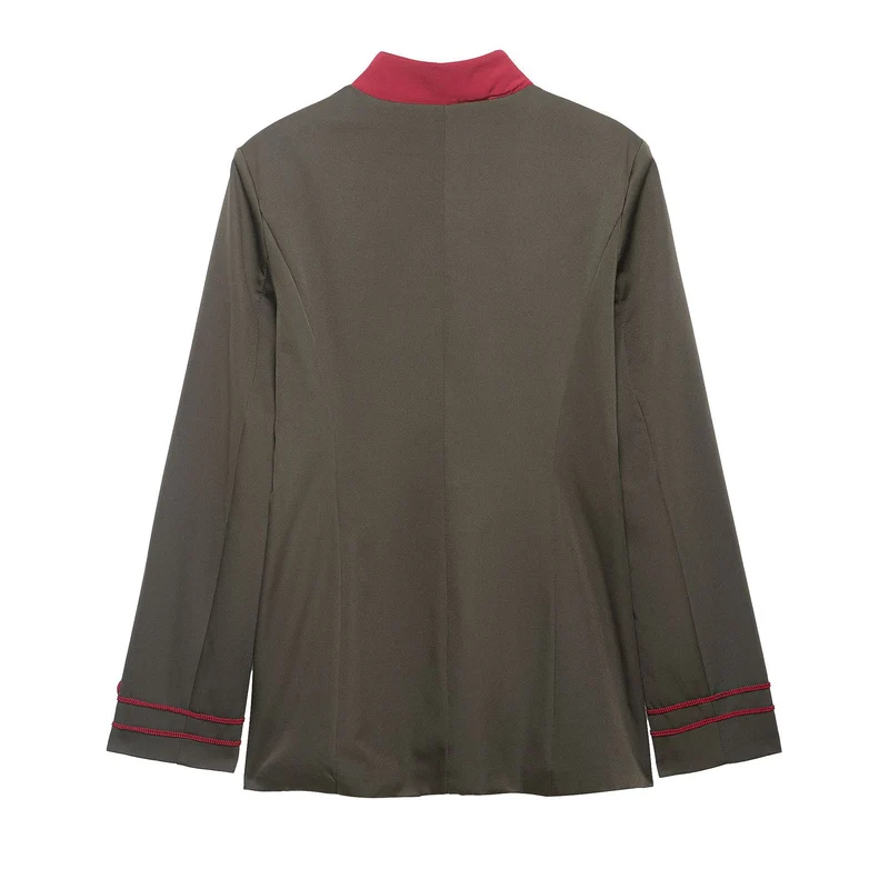 Damen Militärinspirierte Kastenjacke mit dekorativen Froschverschlüssen und Stehkragen Drune