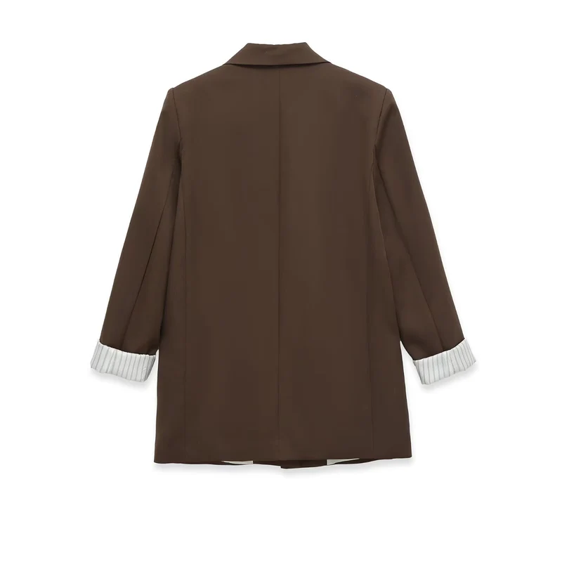 Damen Longline-Blazer mit aufgesetzten Pattentaschen und umgeschlagenen Ärmelaufschlägen Drune