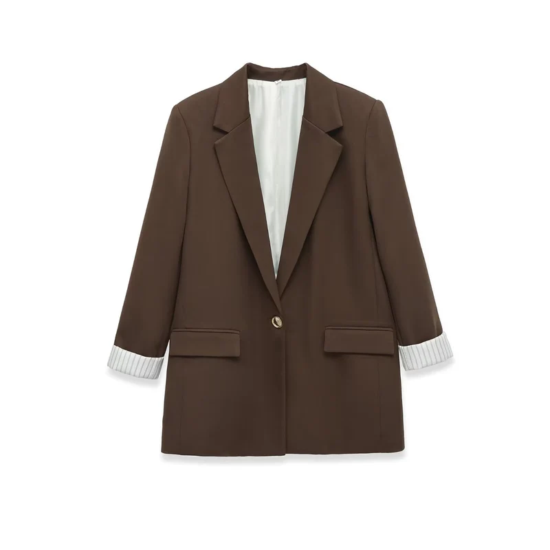 Damen Longline-Blazer mit aufgesetzten Pattentaschen und umgeschlagenen Ärmelaufschlägen Drune