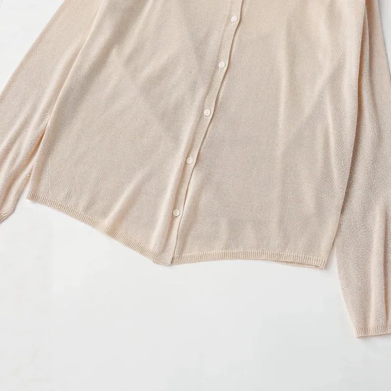 Damen Leichter Strick-Cardigan mit Hemdkragen und Knopfleiste Drune