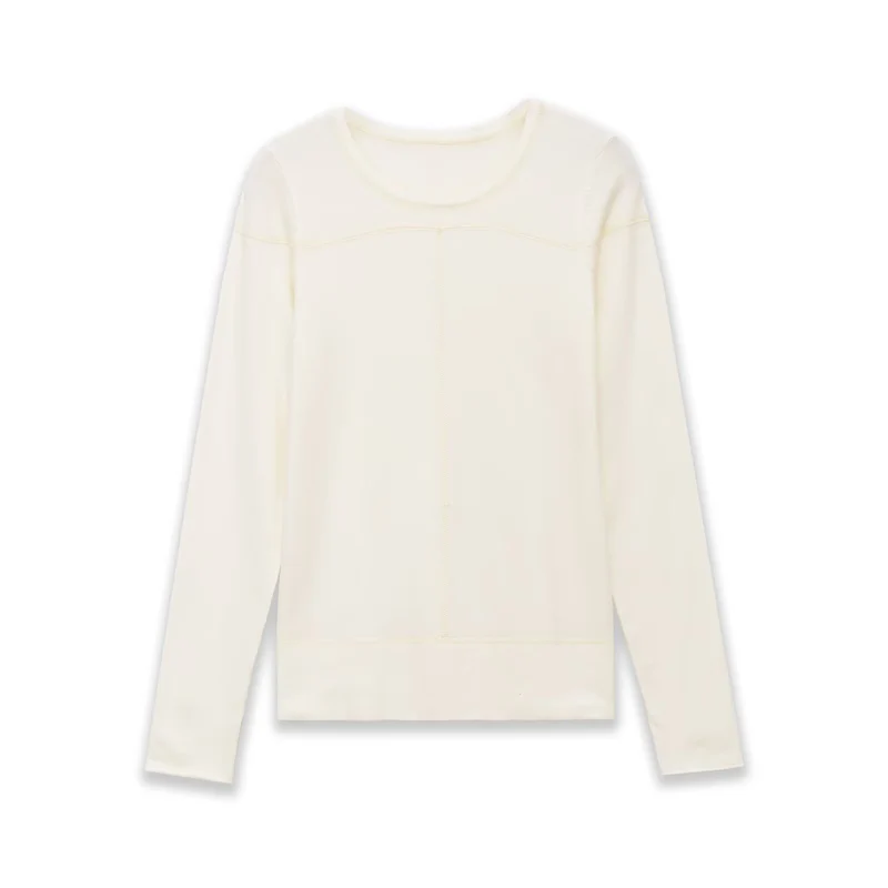 Damen Leichter Feinstrickpullover mit Rundhalsausschnitt und dekorativen Nahtdetails Drune
