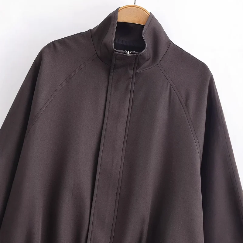 Damen Leichte Oversize-Bomberjacke mit Stehkragen, Raglanärmeln und elastischem Saum Drune