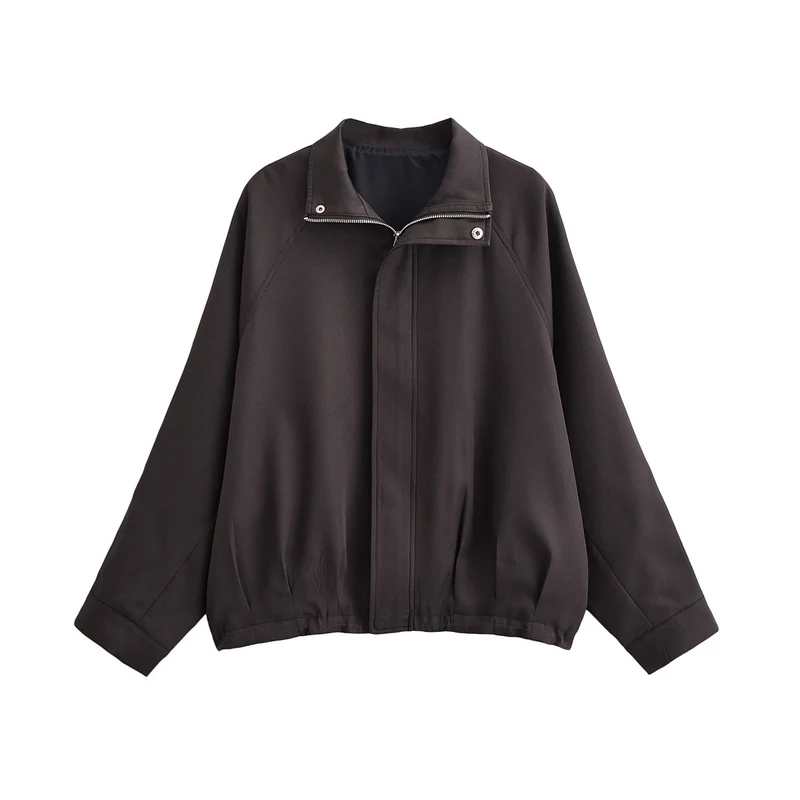 Damen Leichte Oversize-Bomberjacke mit Stehkragen, Raglanärmeln und elastischem Saum Drune