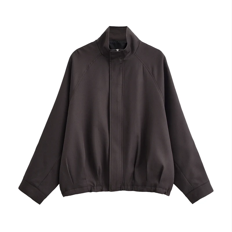 Damen Leichte Oversize-Bomberjacke mit Stehkragen, Raglanärmeln und elastischem Saum Drune