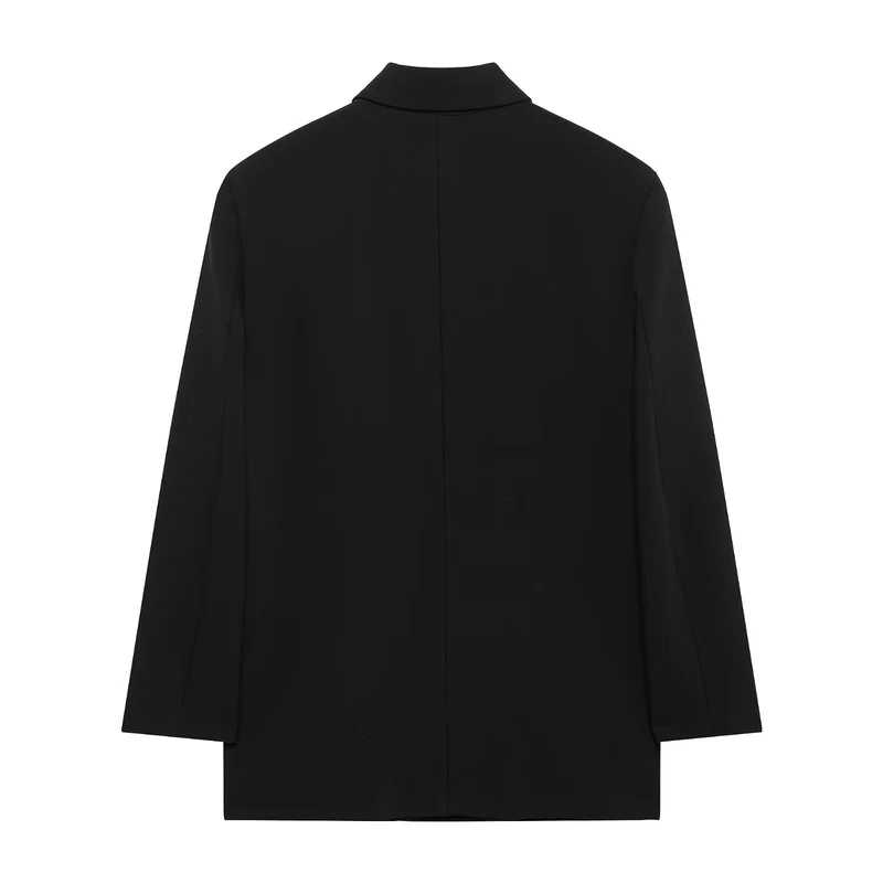 Damen Langer Zweireihiger Blazer-Mantel mit Oversize-Schnitt und Pattentaschen Drune