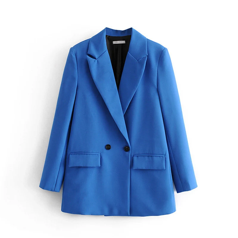 Damen Langer Oversize-Blazer mit markantem Revers, Pattentaschen und leichter Schulterpolsterung Drune