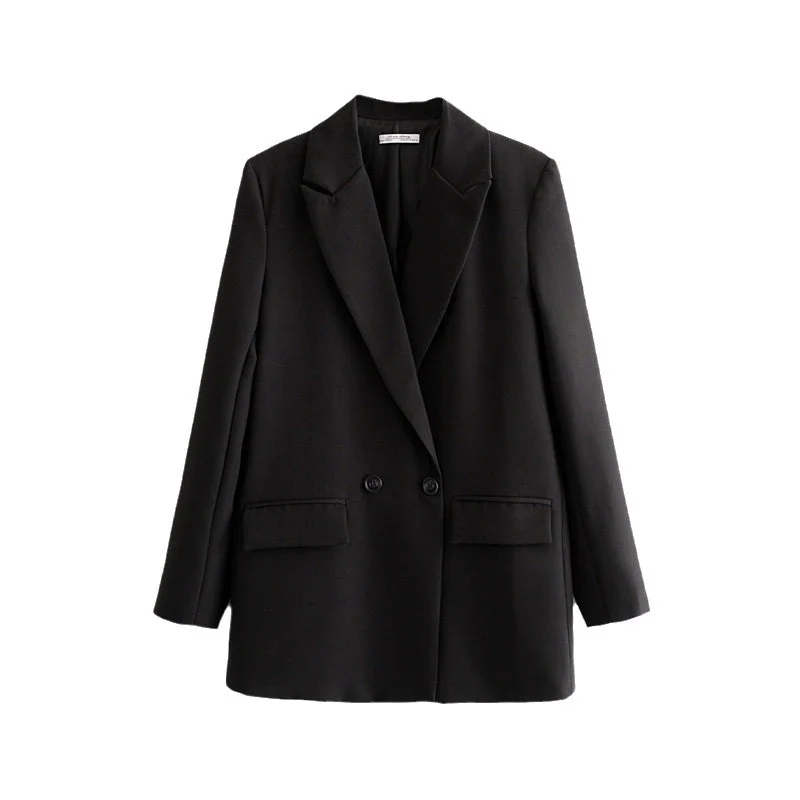 Damen Langer Oversize-Blazer mit markantem Revers, Pattentaschen und leichter Schulterpolsterung Drune