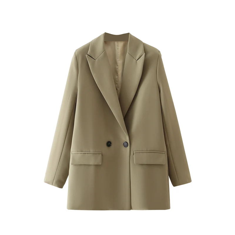 Damen Langer Oversize-Blazer mit markantem Revers, Pattentaschen und leichter Schulterpolsterung Drune