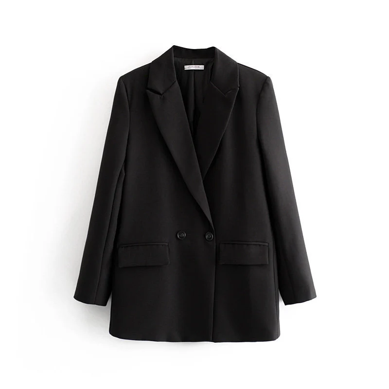 Damen Langer Oversize-Blazer mit markantem Revers, Pattentaschen und leichter Schulterpolsterung Drune
