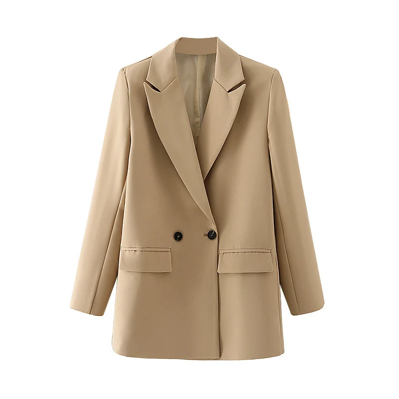 Damen Langer Oversize-Blazer mit markantem Revers, Pattentaschen und leichter Schulterpolsterung Drune