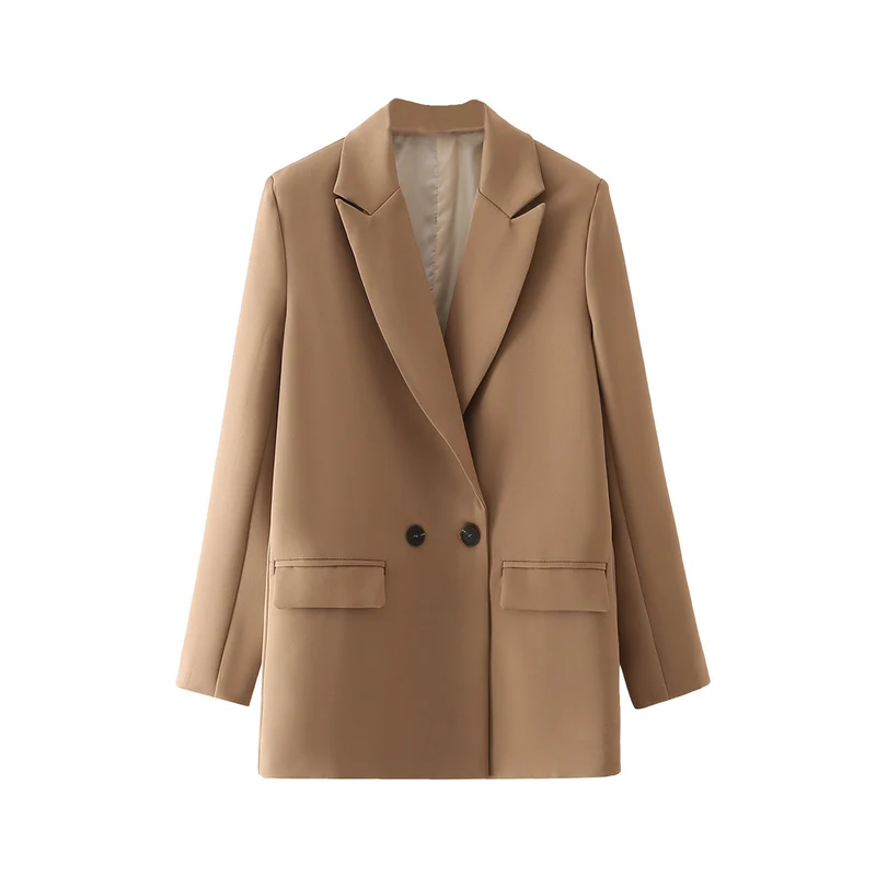 Damen Langer Oversize-Blazer mit markantem Revers, Pattentaschen und leichter Schulterpolsterung Drune