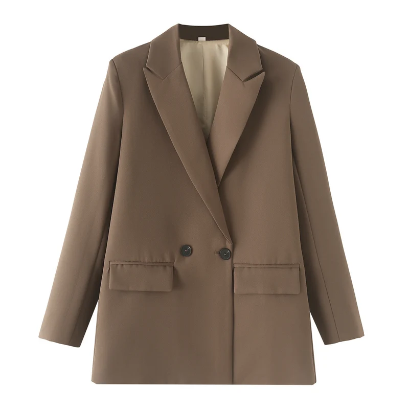 Damen Langer Oversize-Blazer mit markantem Revers, Pattentaschen und leichter Schulterpolsterung Drune