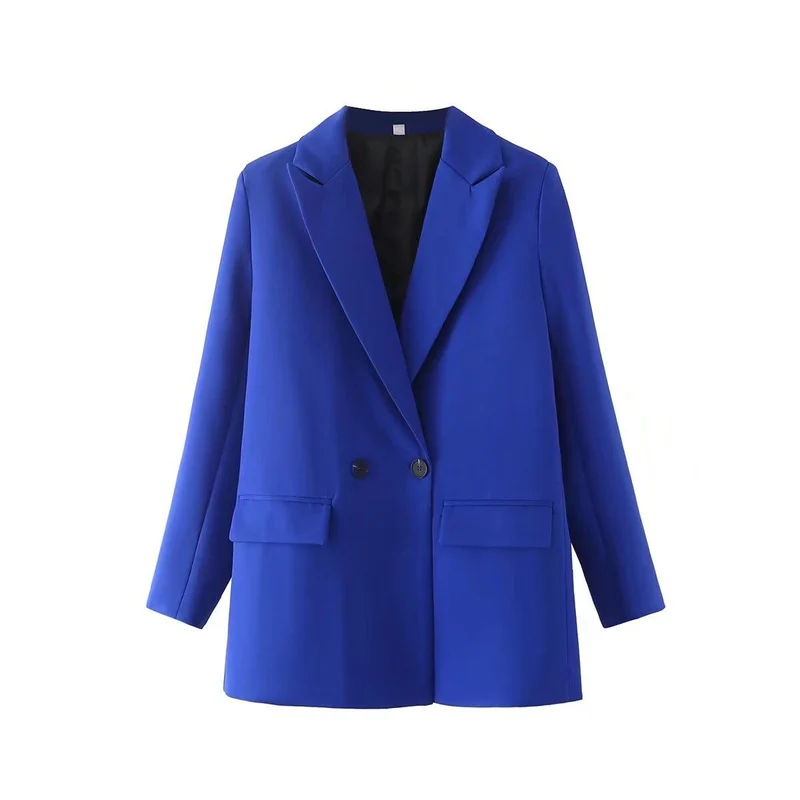 Damen Langer Oversize-Blazer mit markantem Revers, Pattentaschen und leichter Schulterpolsterung Drune