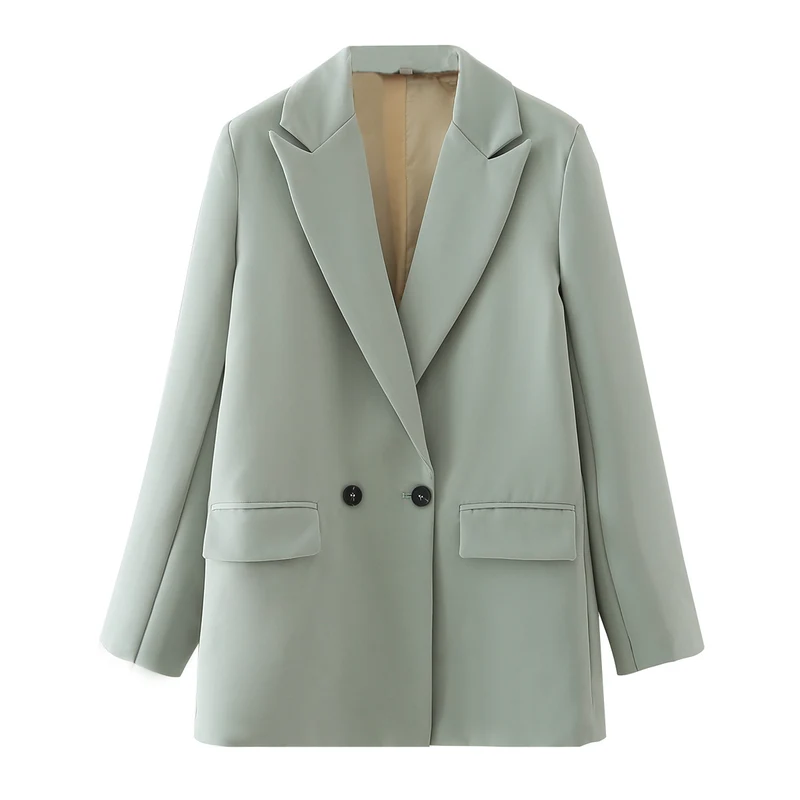 Damen Langer Oversize-Blazer mit markantem Revers, Pattentaschen und leichter Schulterpolsterung Drune