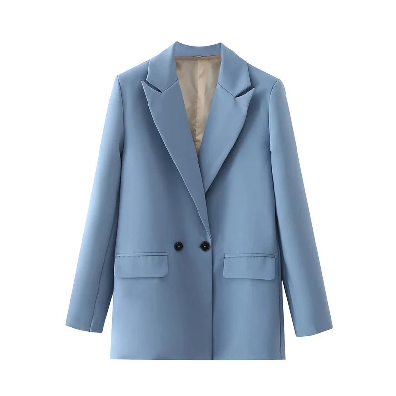 Damen Langer Oversize-Blazer mit markantem Revers, Pattentaschen und leichter Schulterpolsterung Drune