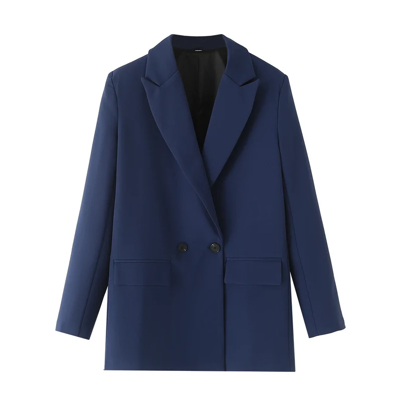 Damen Langer Oversize-Blazer mit markantem Revers, Pattentaschen und leichter Schulterpolsterung Drune