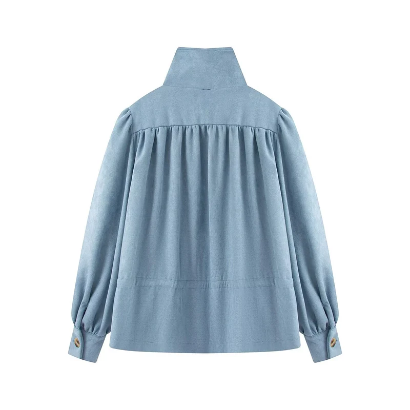 Damen Kurzjacke mit Stehkragen, Tunnelzug und Ballonärmeln Drune