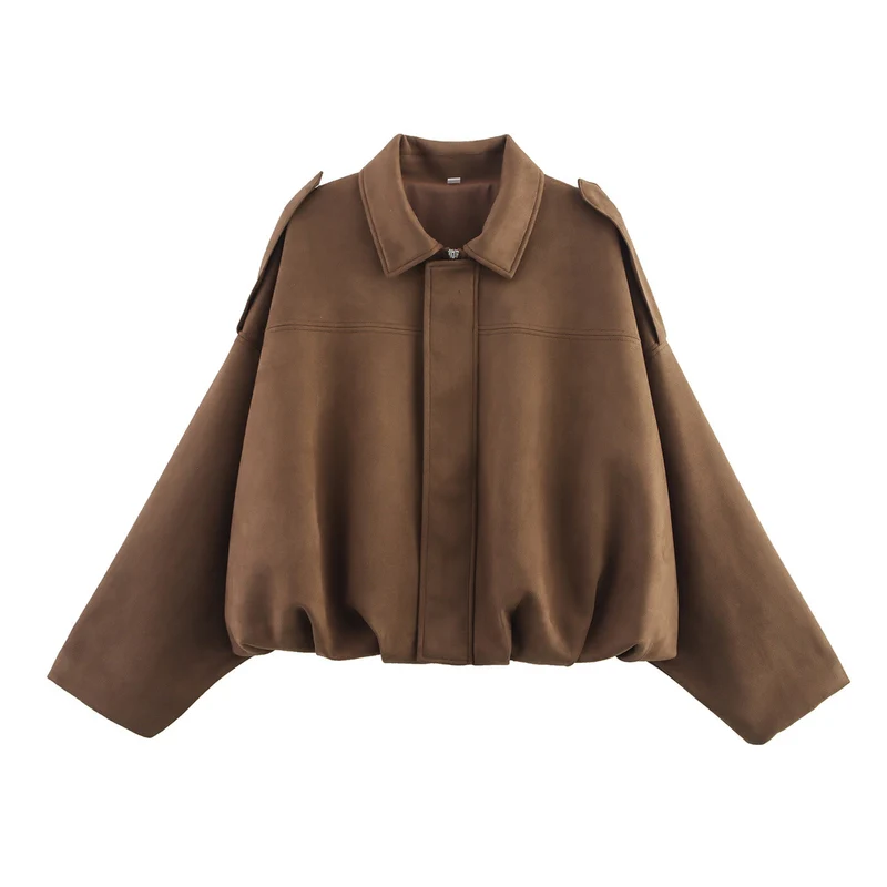 Damen Kurzjacke im Oversize-Cape‑Stil mit Ballonbund und Schulterklappen Drune