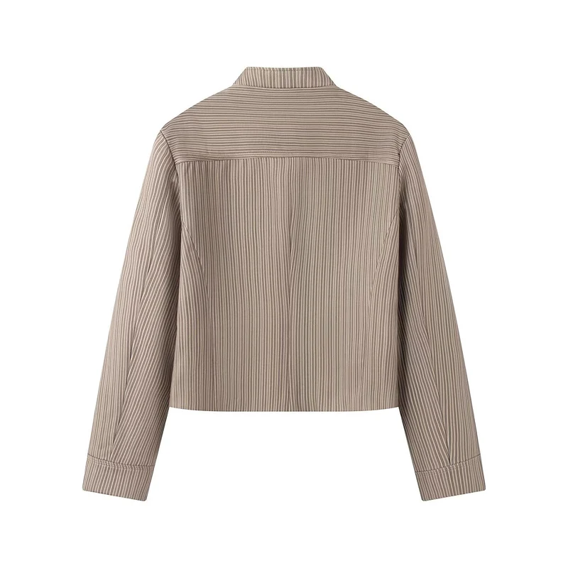 Damen Kurzjacke im Military-Stil mit Stehkragen und Zierknopfreihe Drune