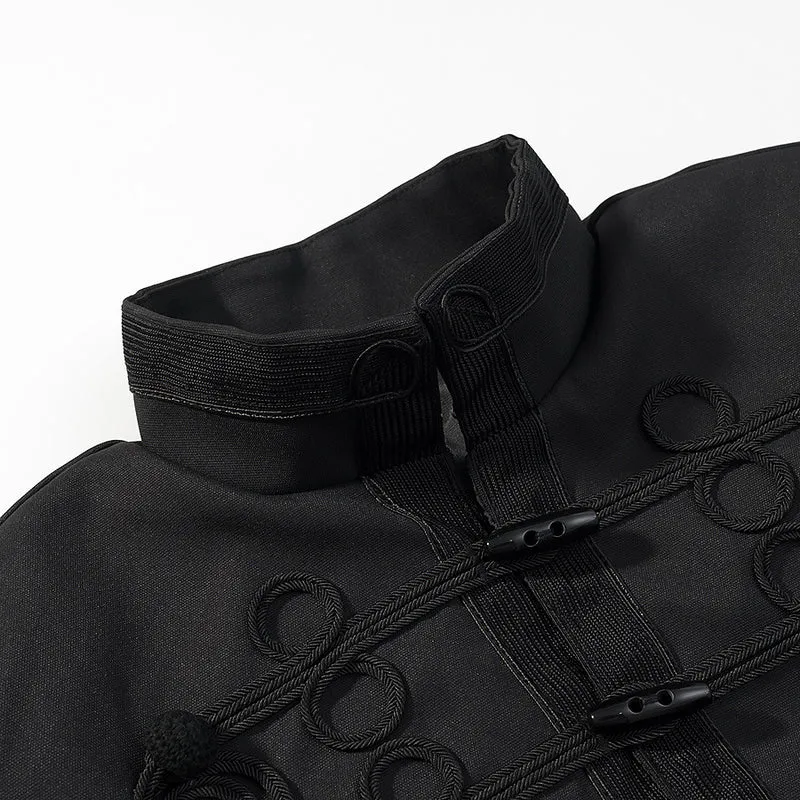 Damen Kurzjacke im Militärstil mit Kordverzierungen und Stehkragen Drune