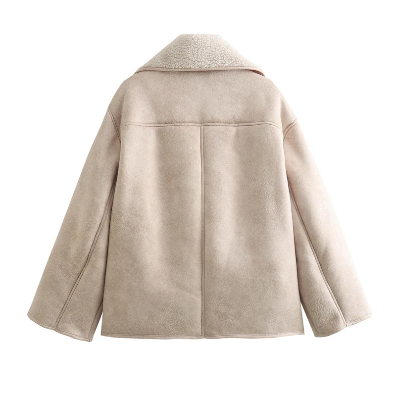 Damen Kurzjacke im Lammfell‑Look mit Teddy‑Kragen und Boxy‑Silhouette Drune
