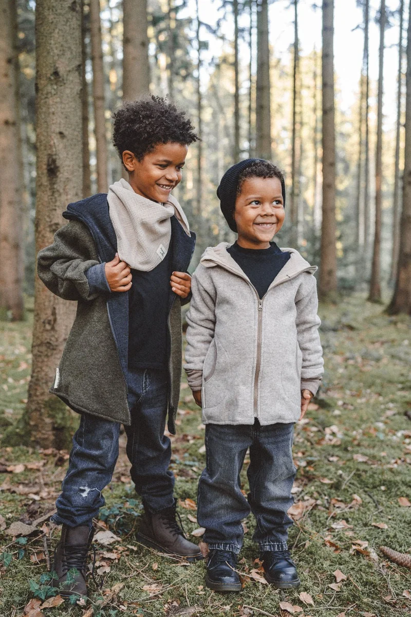 Merinofleece Jacke Kinder Kletterkind Sand
