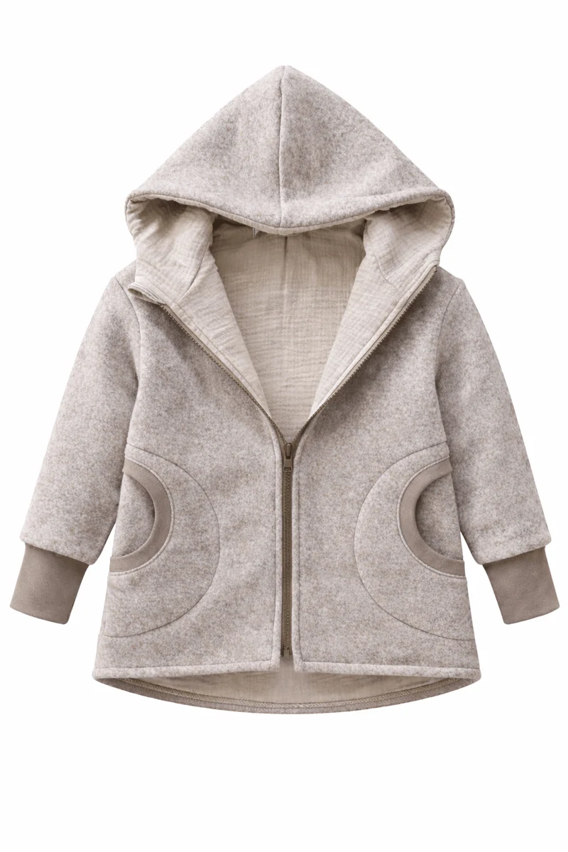 Merinofleece Jacke Kinder Kletterkind Sand