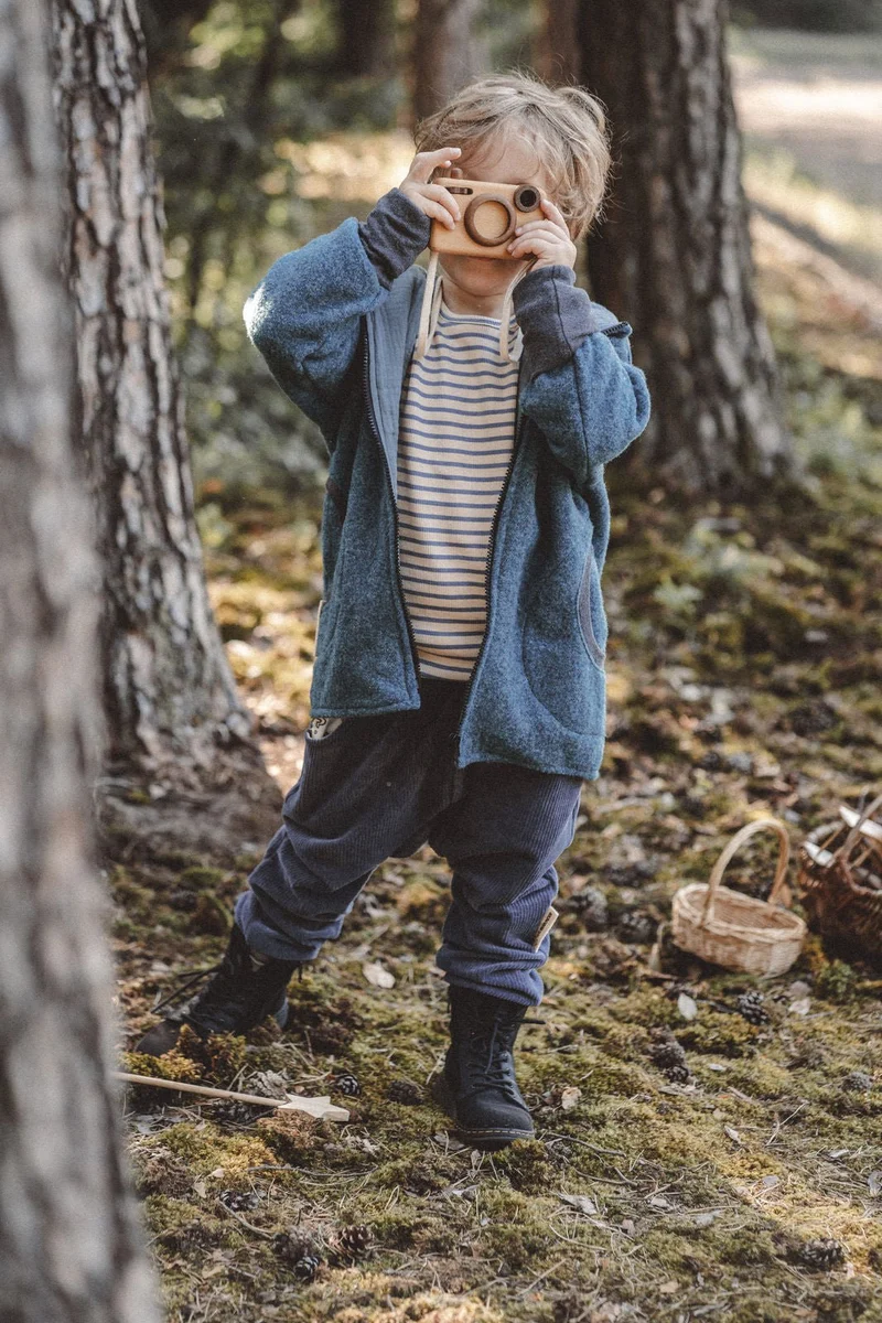Merinofleece Jacke Kinder Kletterkind Blau