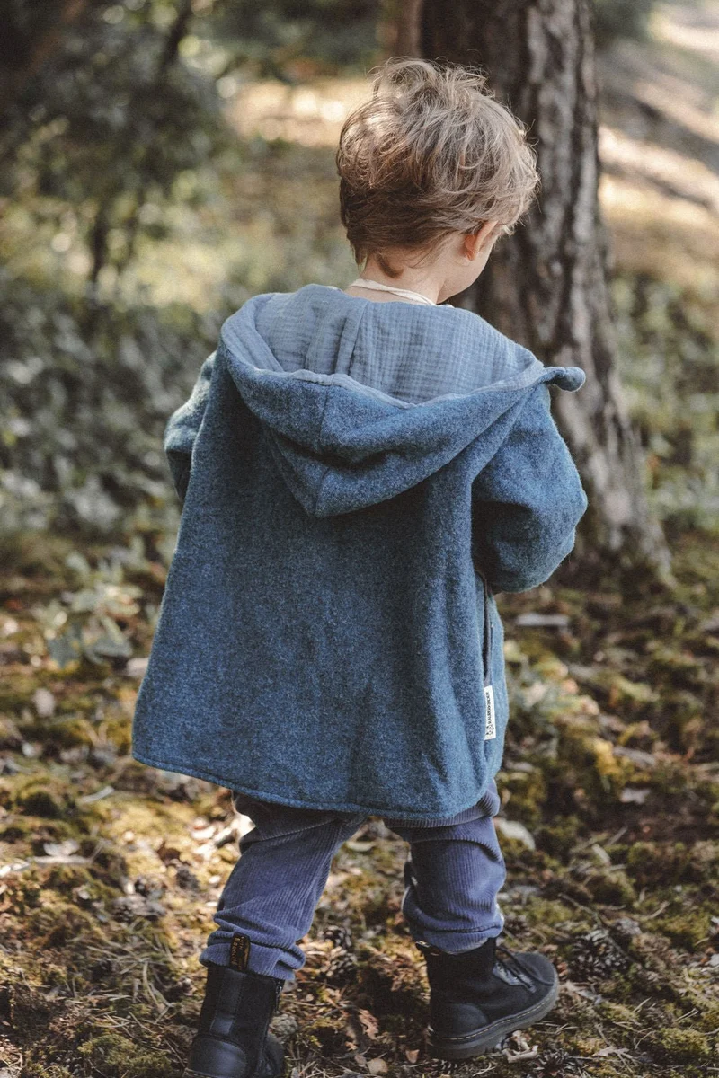 Merinofleece Jacke Kinder Kletterkind Blau