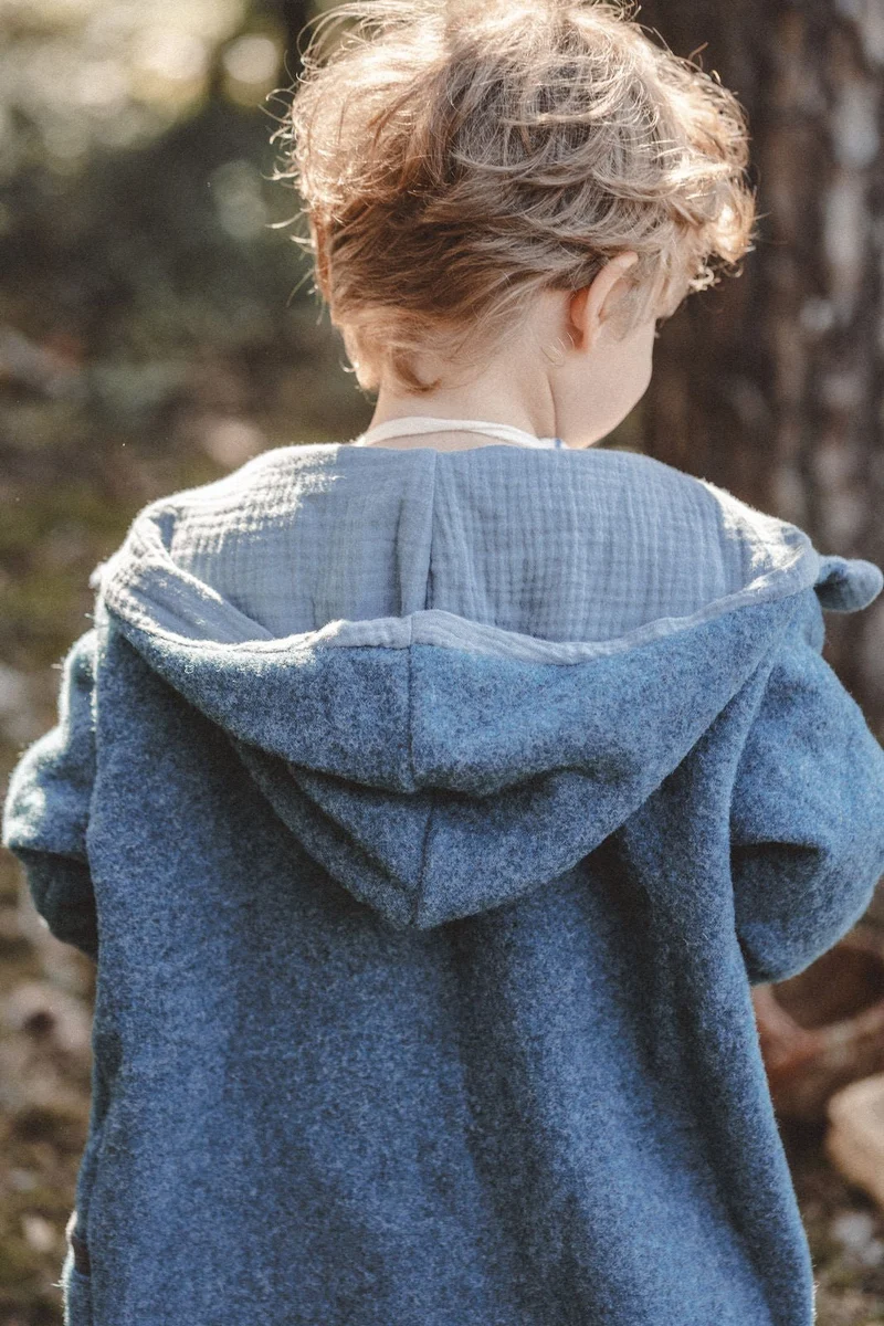 Merinofleece Jacke Kinder Kletterkind Blau