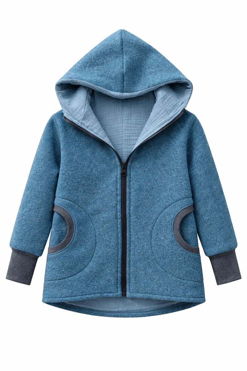 Merinofleece Jacke Kinder Kletterkind Blau