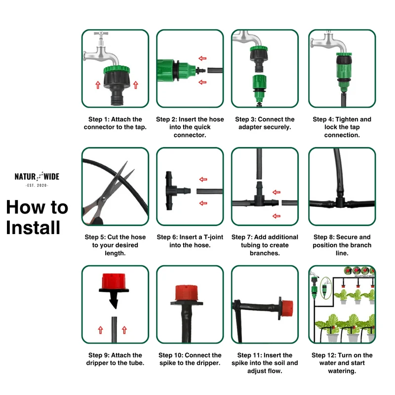 65ft Micro Drip Irrigation Kit – Adjustable Misting & Watering