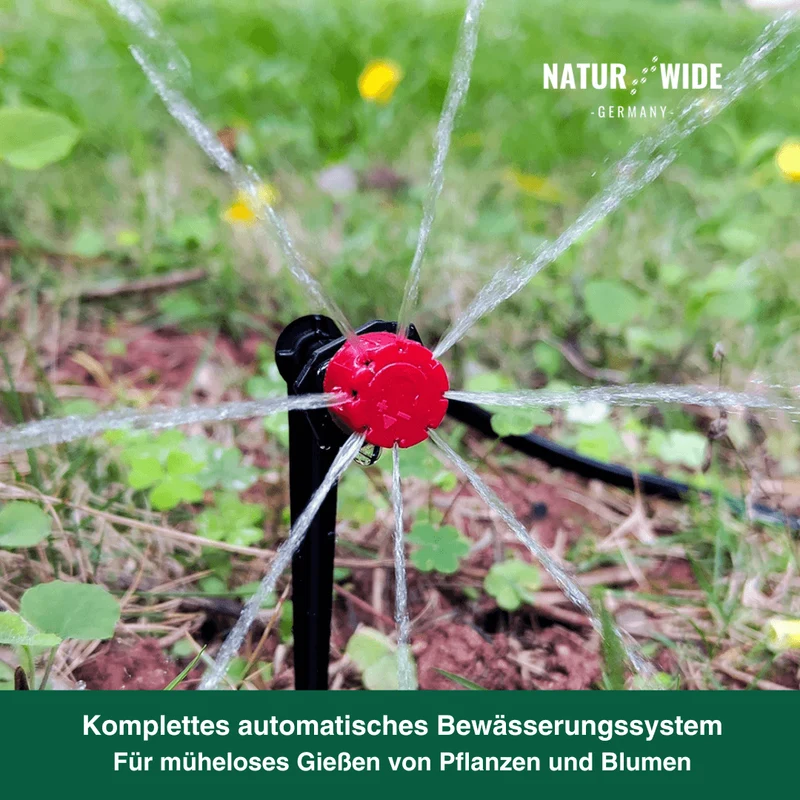 20m Mikro-Bewässerungssystem – Verstellbare Tropfer & Nebel