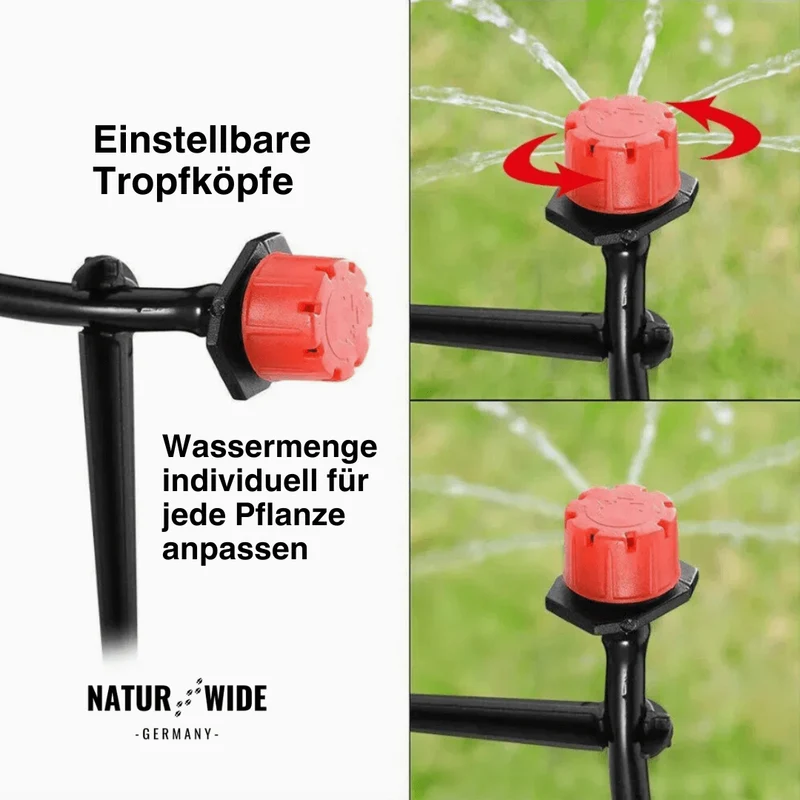 20m Mikro-Bewässerungssystem – Verstellbare Tropfer & Nebel