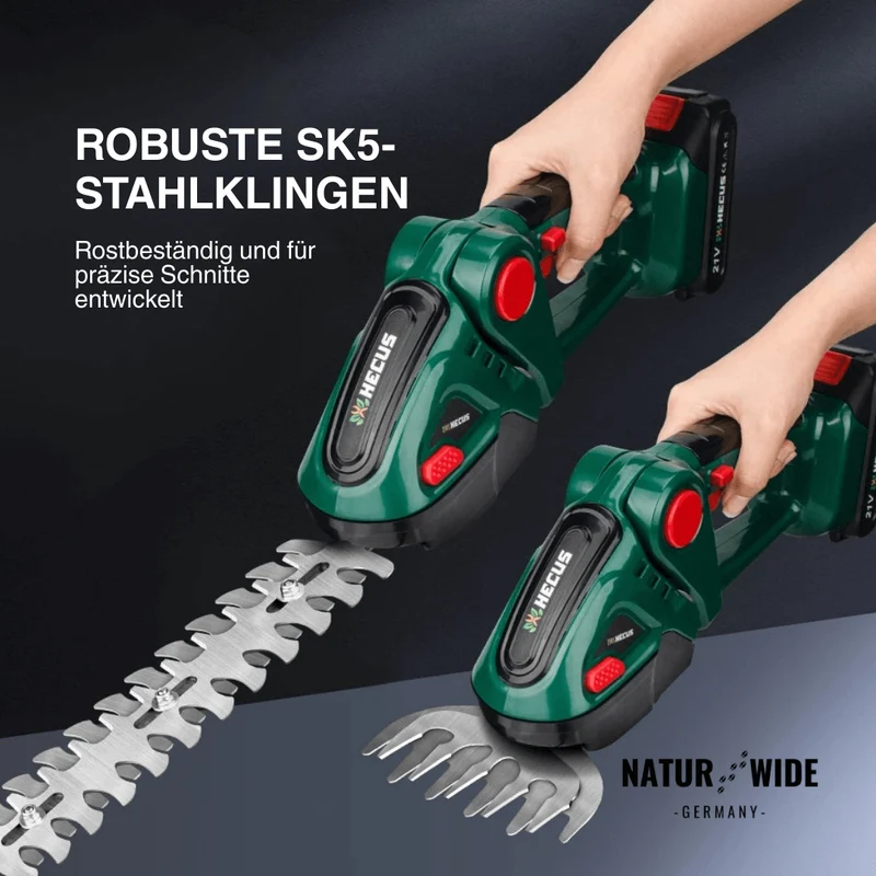 2-in-1 Akku Gras- & Strauchschere – (Verstellbar)