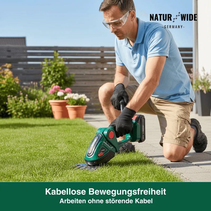 2-in-1 Akku Gras- & Strauchschere – (Verstellbar)