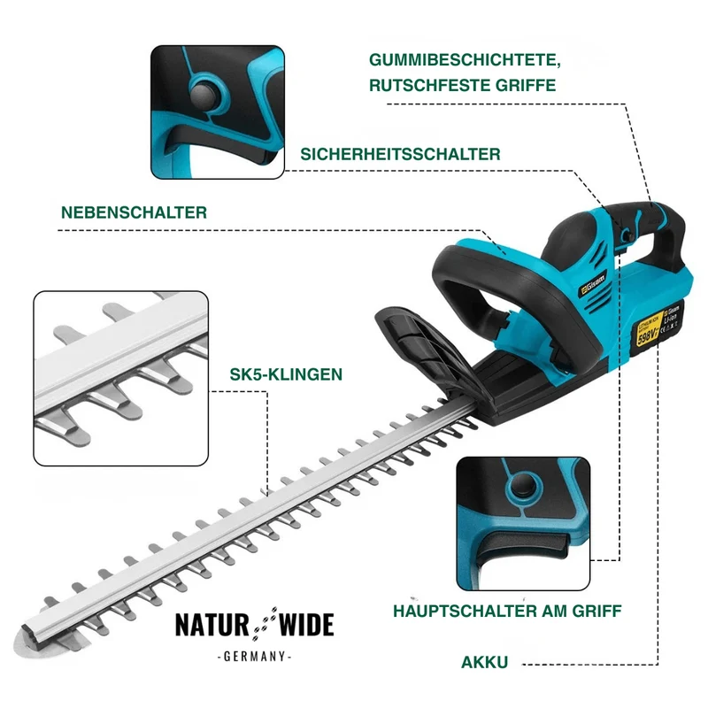 Akku-Heckenschere Bürstenlos – 51 cm Klinge