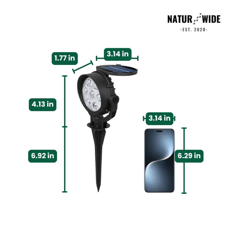 Solar Garden Spotlight 9 LED – RGB & White, IP65 & Adjustable (2-in-1)