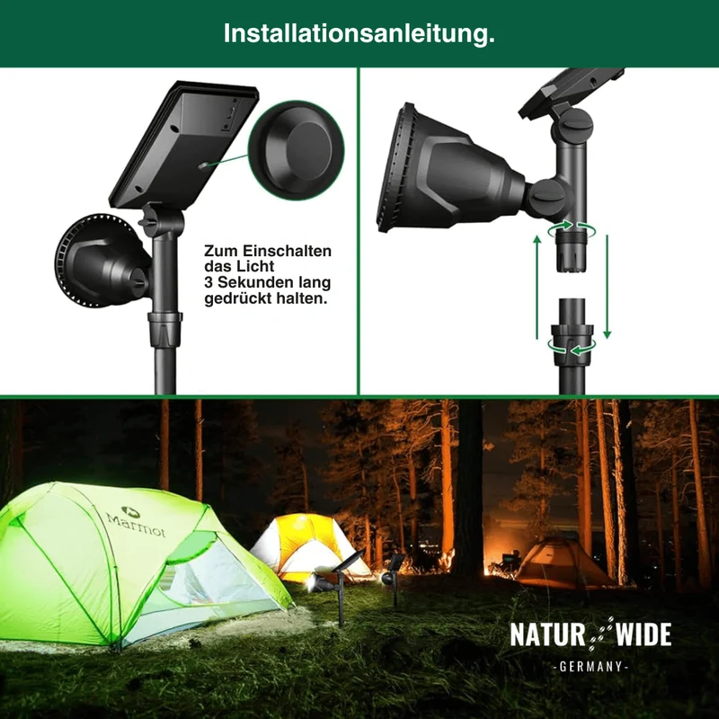 Solar Gartenstrahler LED Weiß, IP65 & Verstellbar