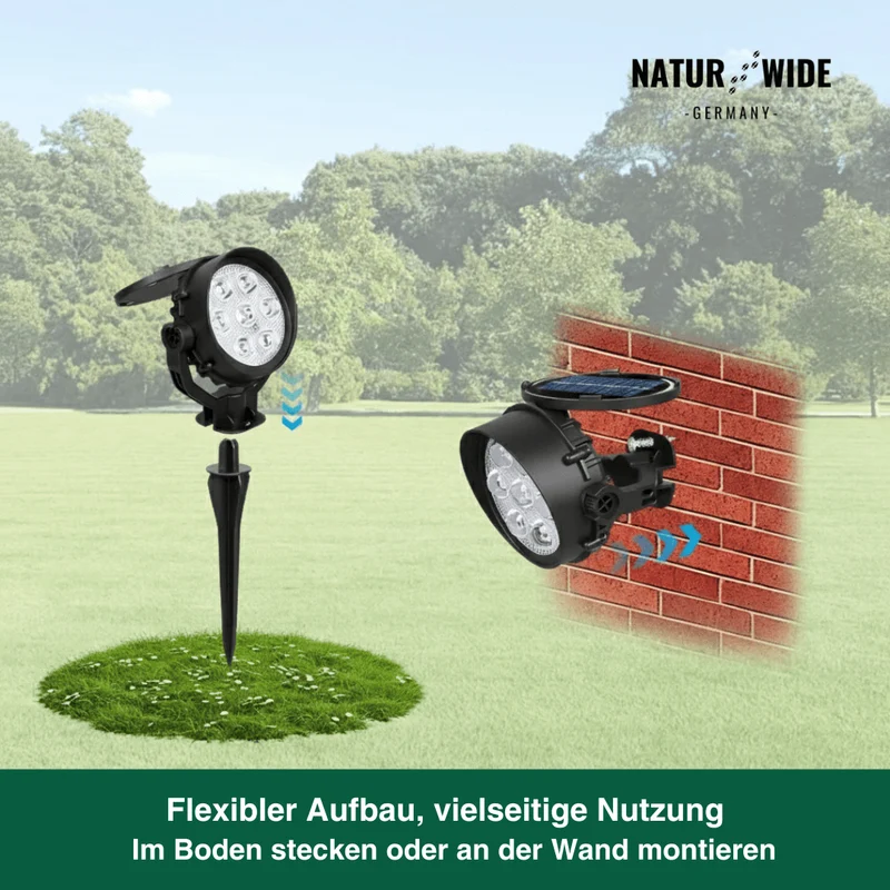 Solar Gartenstrahler LED Weiß, IP65 & Verstellbar