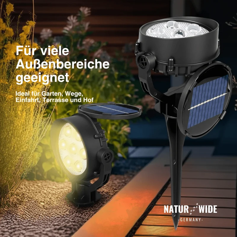 Solar Gartenstrahler LED Weiß, IP65 & Verstellbar