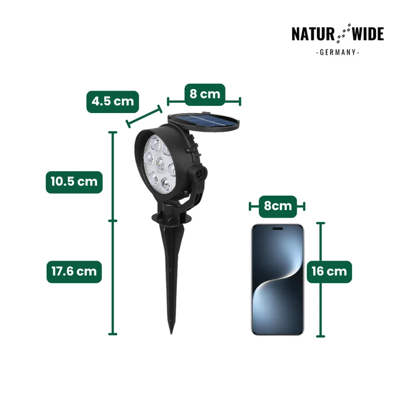 Solar Gartenstrahler LED Weiß, IP65 & Verstellbar