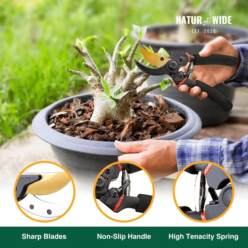 Professional Bypass Pruning Shears 8.5 Inch – Sharp & Ergonomic